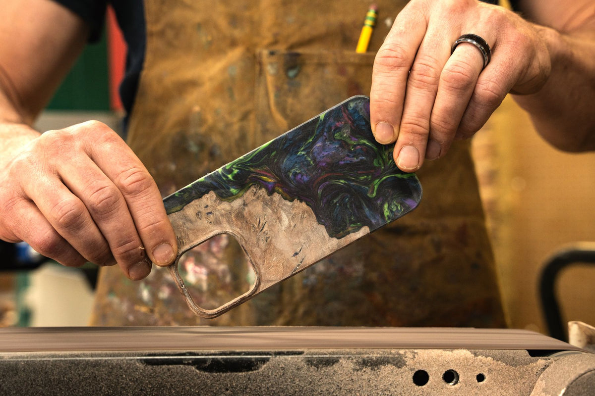 Live Edge Case getting sanded