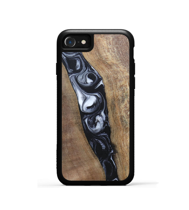 iPhone SE Wood+Resin Phone Case - Kristy (Black & White, 695876)