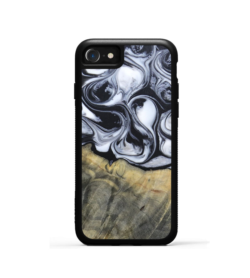 iPhone SE Wood+Resin Phone Case - Lonnie (Black & White, 695880)