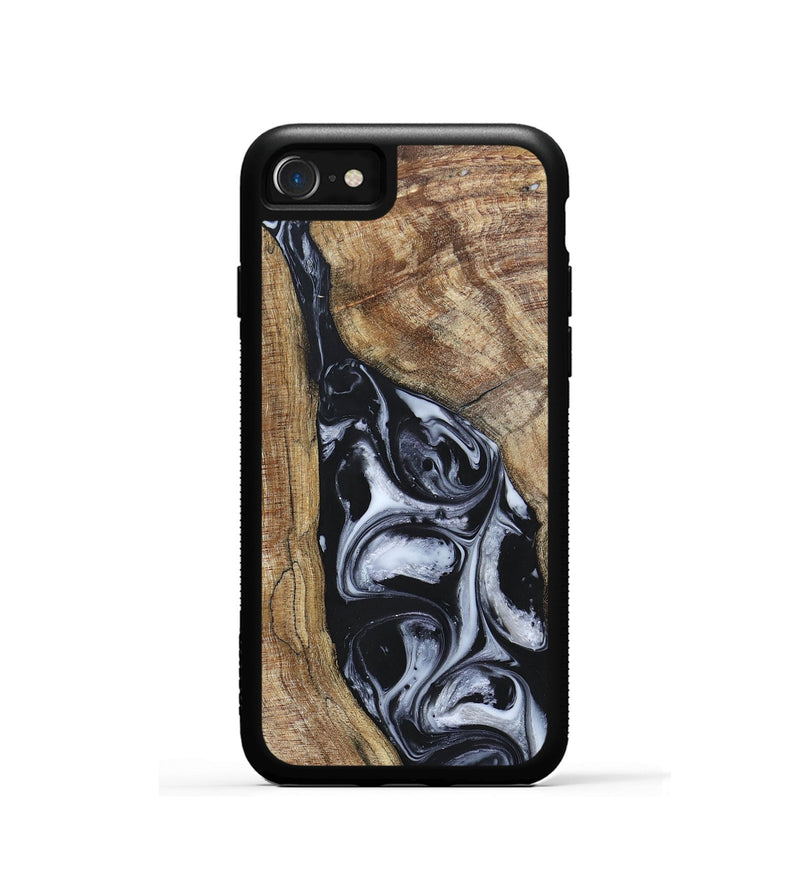 iPhone SE Wood+Resin Phone Case - Teresa (Black & White, 695884)