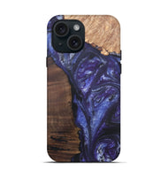 iPhone 15 Wood+Resin Live Edge Phone Case - Jordyn (Purple, 695920)
