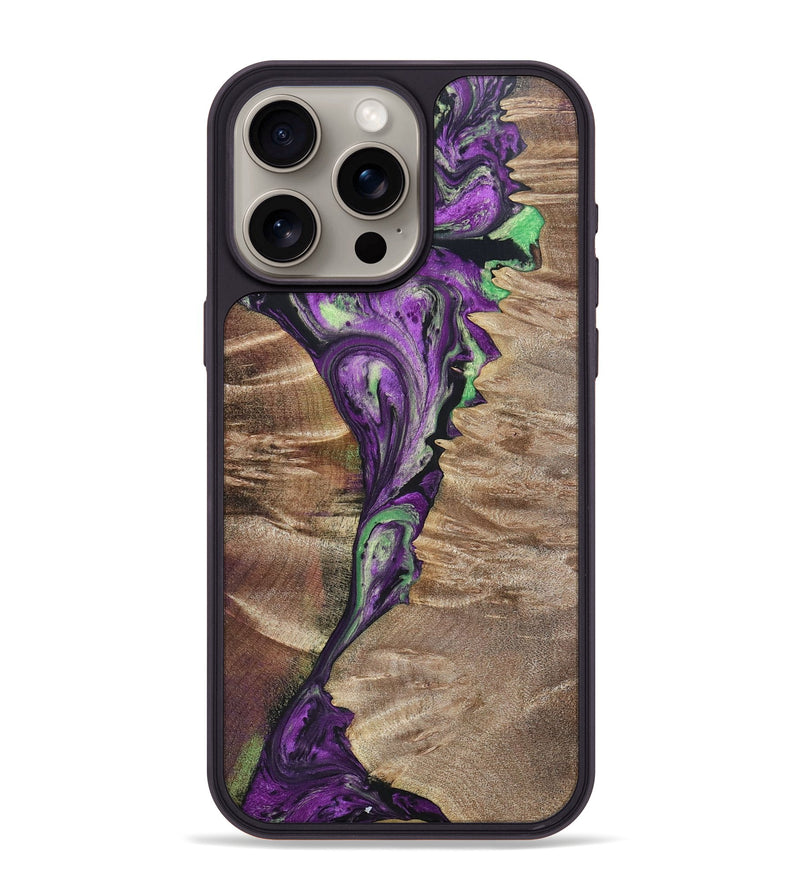 iPhone 15 Pro Max Wood+Resin Phone Case - Rebekah (Mosaic, 696066)