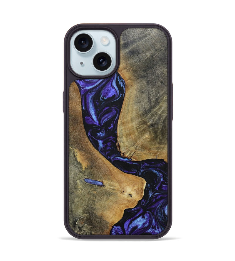 iPhone 15 Wood+Resin Phone Case - Kyla (Purple, 696102)