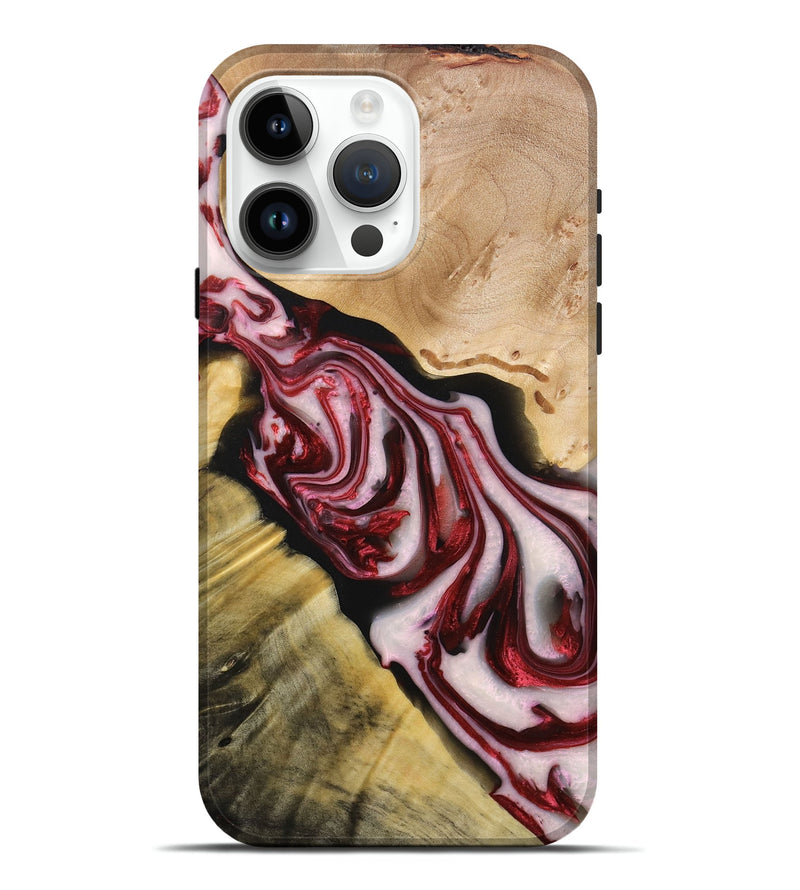 iPhone 15 Pro Max Wood+Resin Live Edge Phone Case - Iris (Red, 696306)
