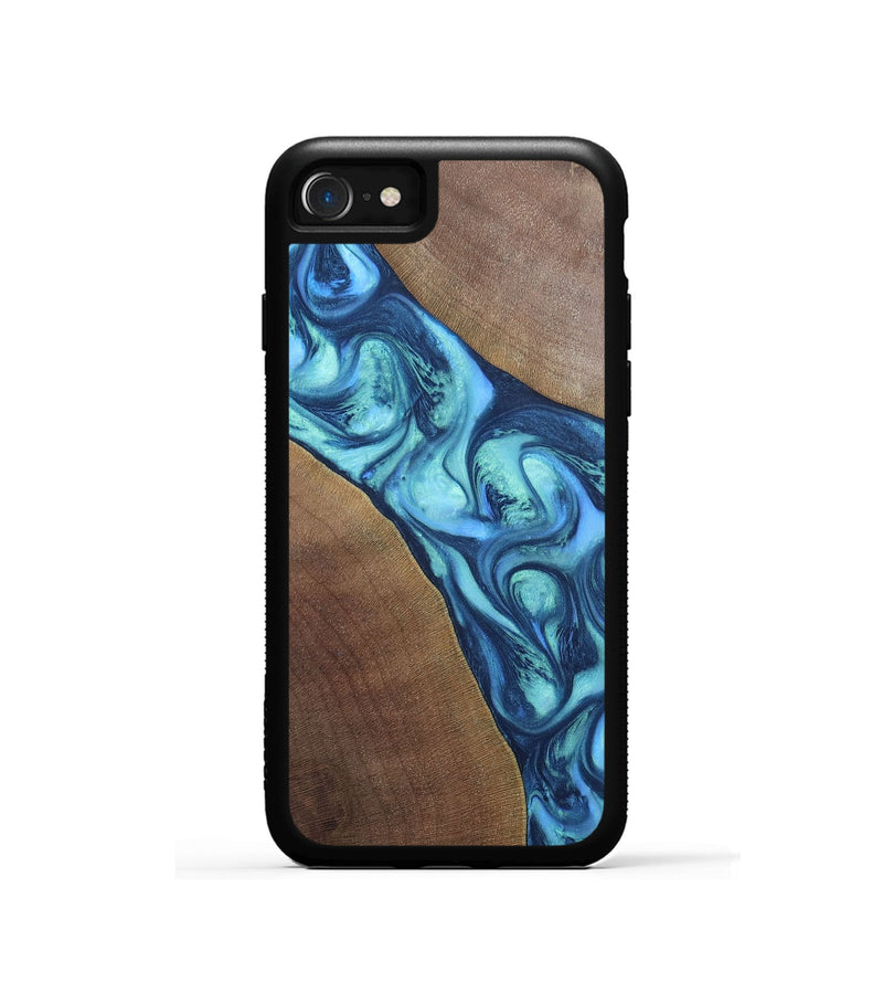 iPhone SE Wood+Resin Phone Case - Chasity (Blue, 696381)