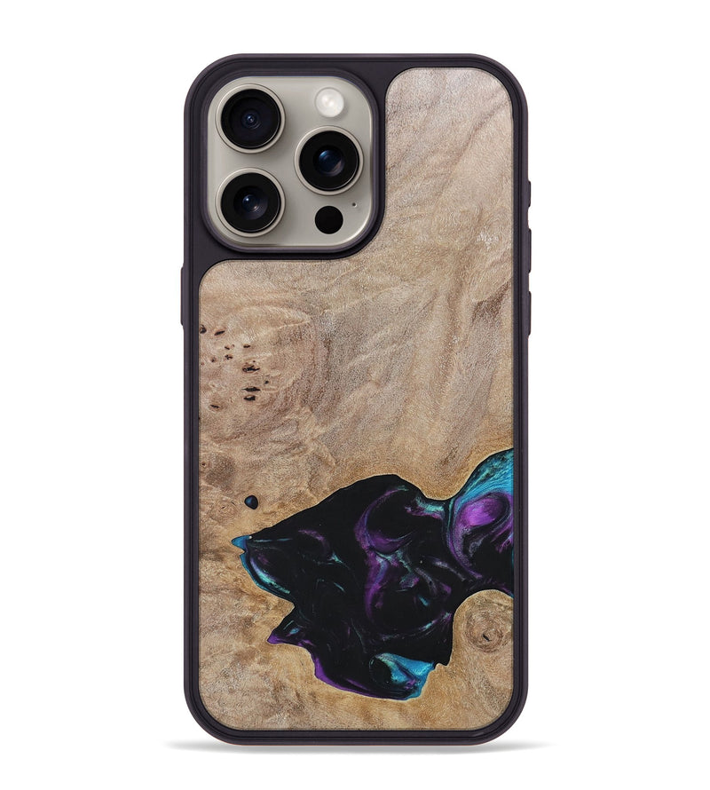 iPhone 15 Pro Max Wood+Resin Phone Case - Kamila (Wood Burl, 696394)