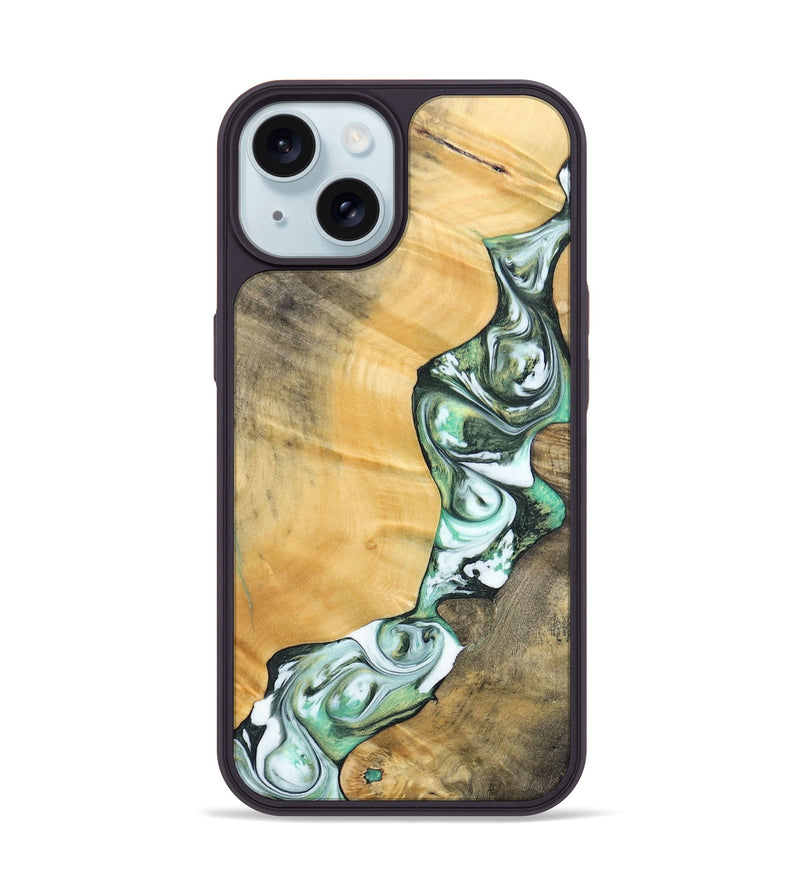 iPhone 15 Wood+Resin Phone Case - Rosa (Green, 696486)