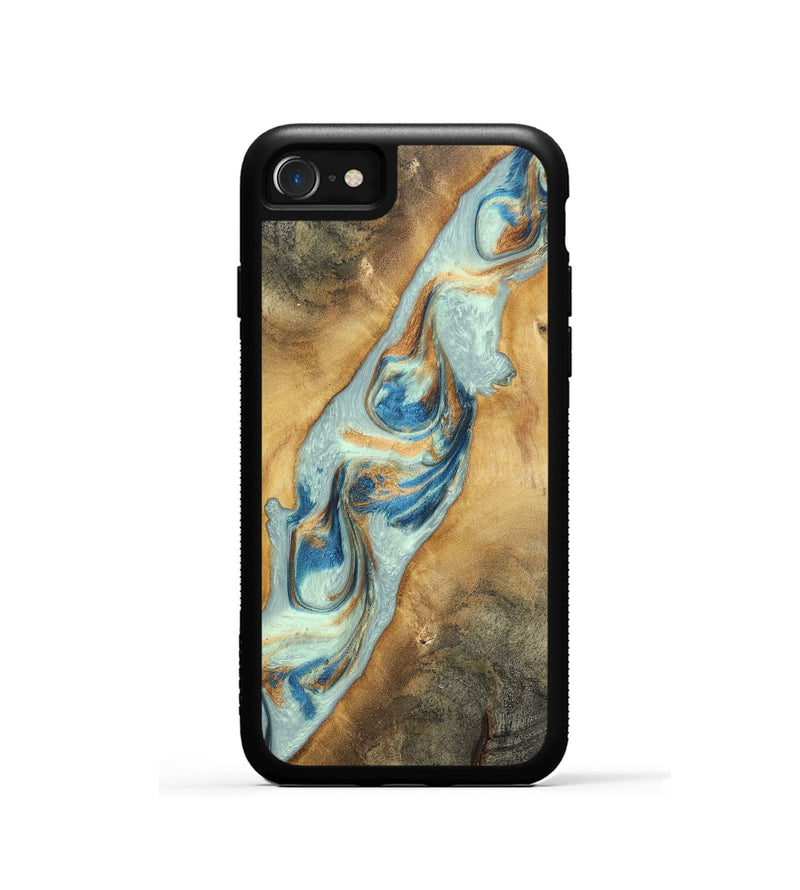 iPhone SE Wood+Resin Phone Case - Ali (Teal & Gold, 696498)