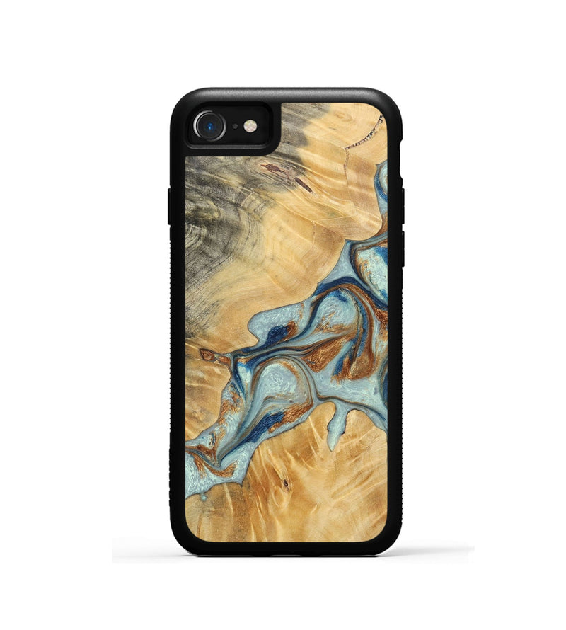 iPhone SE Wood+Resin Phone Case - Kendra (Teal & Gold, 696502)