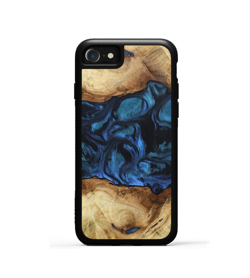 iPhone SE Wood+Resin Phone Case - Andrew (Blue, 696511)