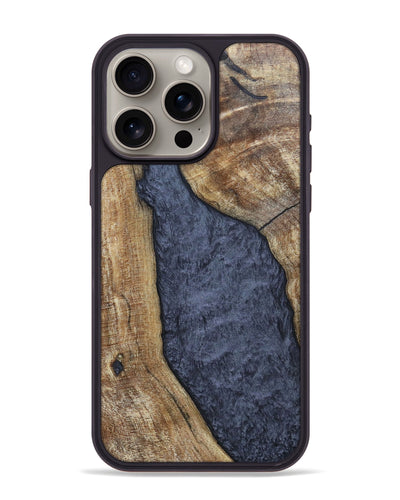 iPhone 15 Pro Max Wood+Resin Phone Case - Paris (Pure Black, 696540)