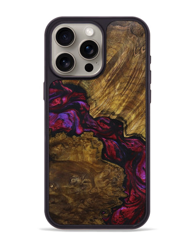 iPhone 15 Pro Max Wood+Resin Phone Case - Latoya (Red, 696551)