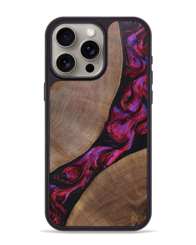 iPhone 15 Pro Max Wood+Resin Phone Case - Joshua (Red, 696552)