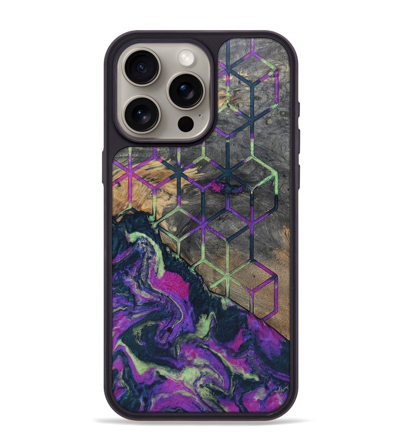 iPhone 15 Pro Max Wood+Resin Phone Case - Bernadette (Pattern, 696619)