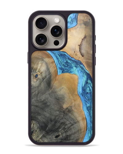iPhone 15 Pro Max Wood+Resin Phone Case - Kathi (Blue, 696672)