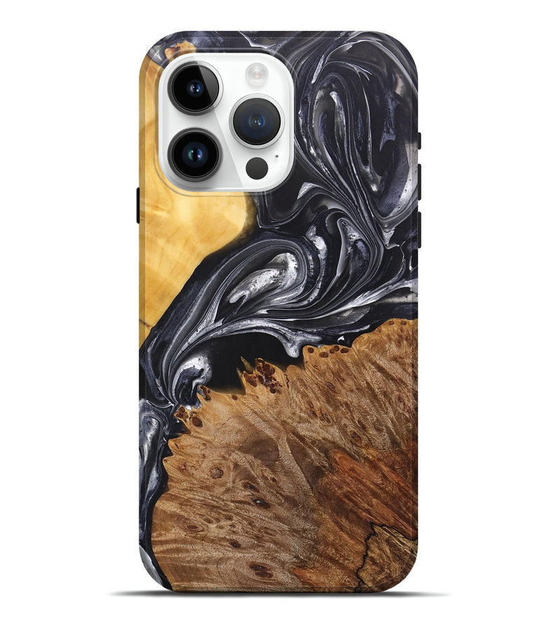 iPhone 15 Pro Max Wood+Resin Live Edge Phone Case - Julissa (Black & White, 696808)