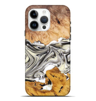 iPhone 15 Pro Max Wood+Resin Live Edge Phone Case - Stanley (Black & White, 696839)