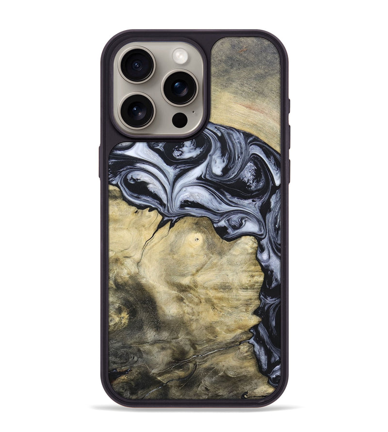 iPhone 15 Pro Max Wood+Resin Phone Case - Kassandra (Black & White, 697126)