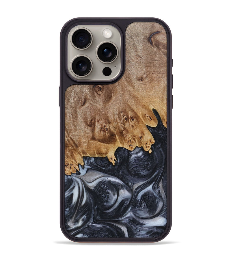 iPhone 15 Pro Max Wood+Resin Phone Case - Anderson (Black & White, 697128)