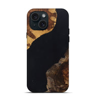 iPhone 15 Wood+Resin Live Edge Phone Case - Lyla (Pure Black, 697348)