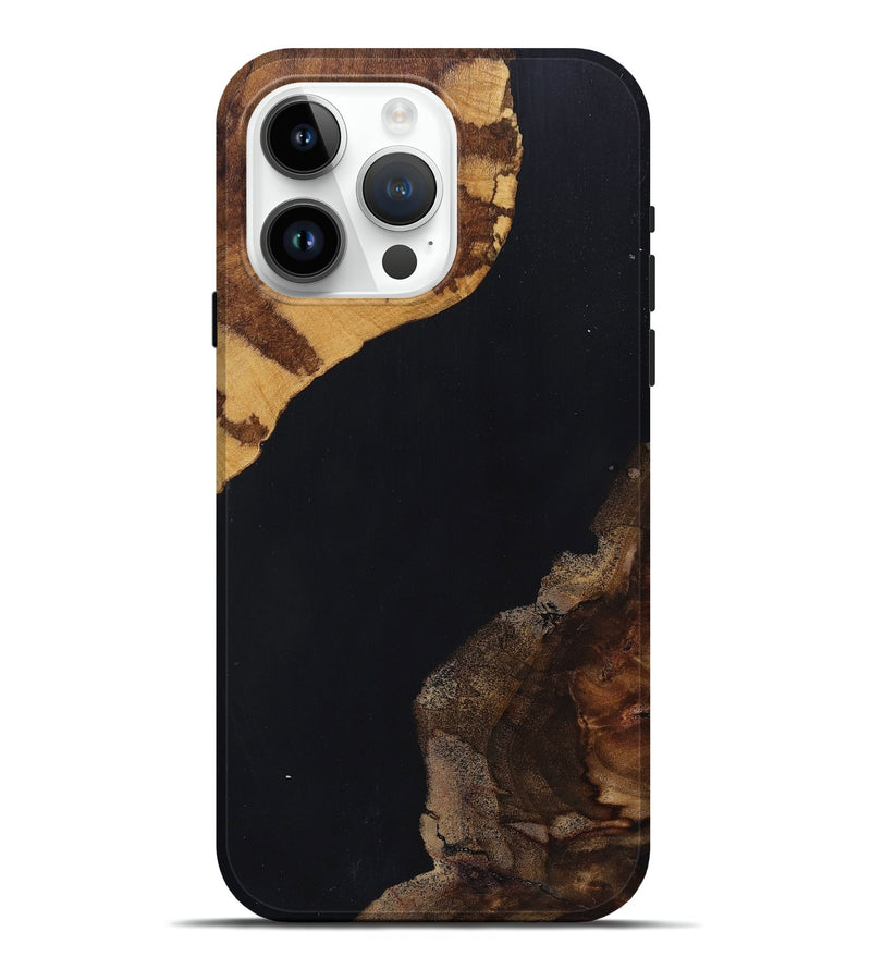 iPhone 15 Pro Max Wood+Resin Live Edge Phone Case - Lyla (Pure Black, 697348)