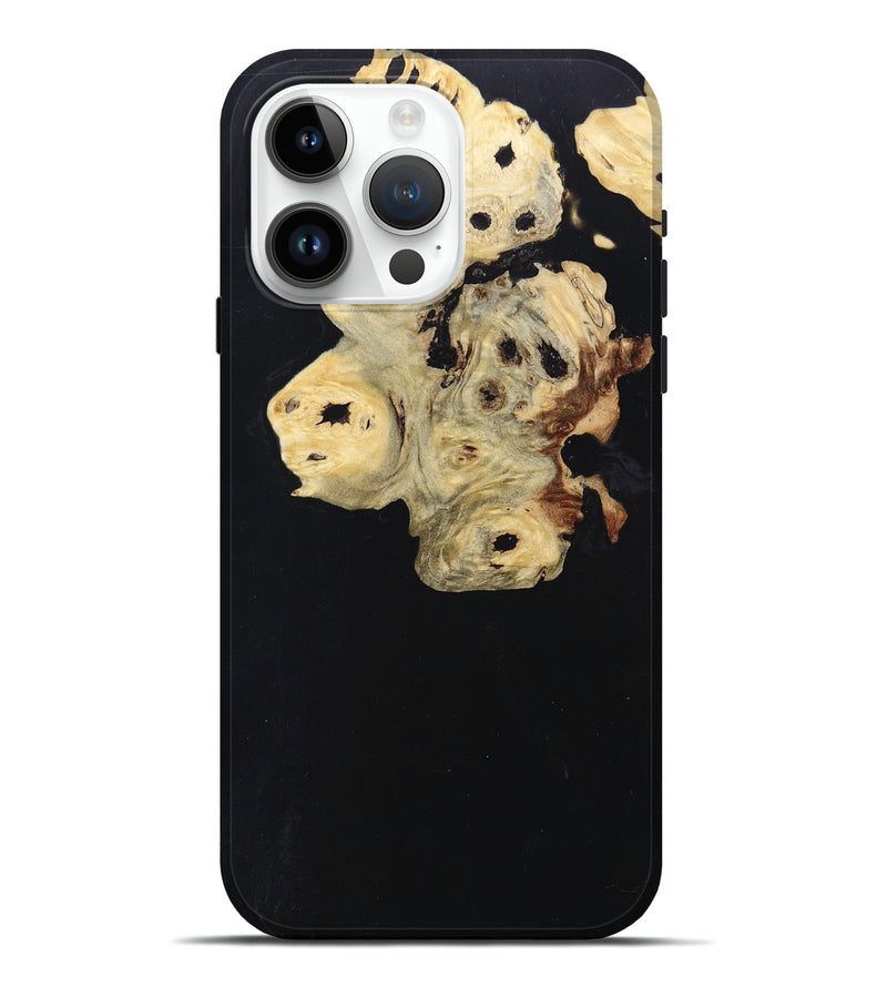 iPhone 15 Pro Max Wood+Resin Live Edge Phone Case - Iva (Pure Black, 697414)