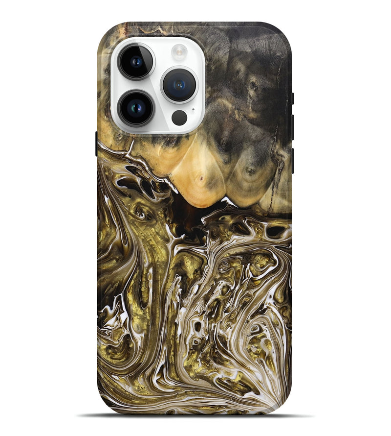 iPhone 15 Pro Max Wood+Resin Live Edge Phone Case - Lucia (Black & White, 697421)