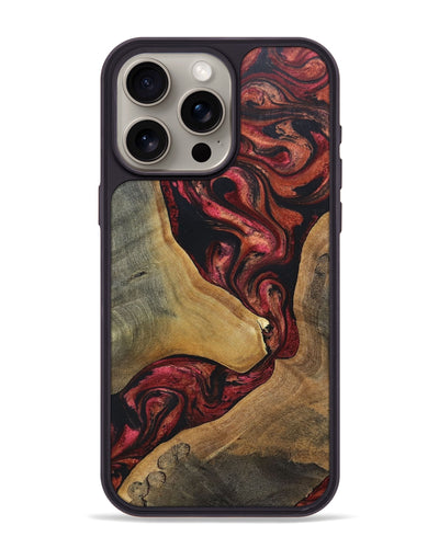 iPhone 15 Pro Max Wood+Resin Phone Case - Jase (Red, 697544)