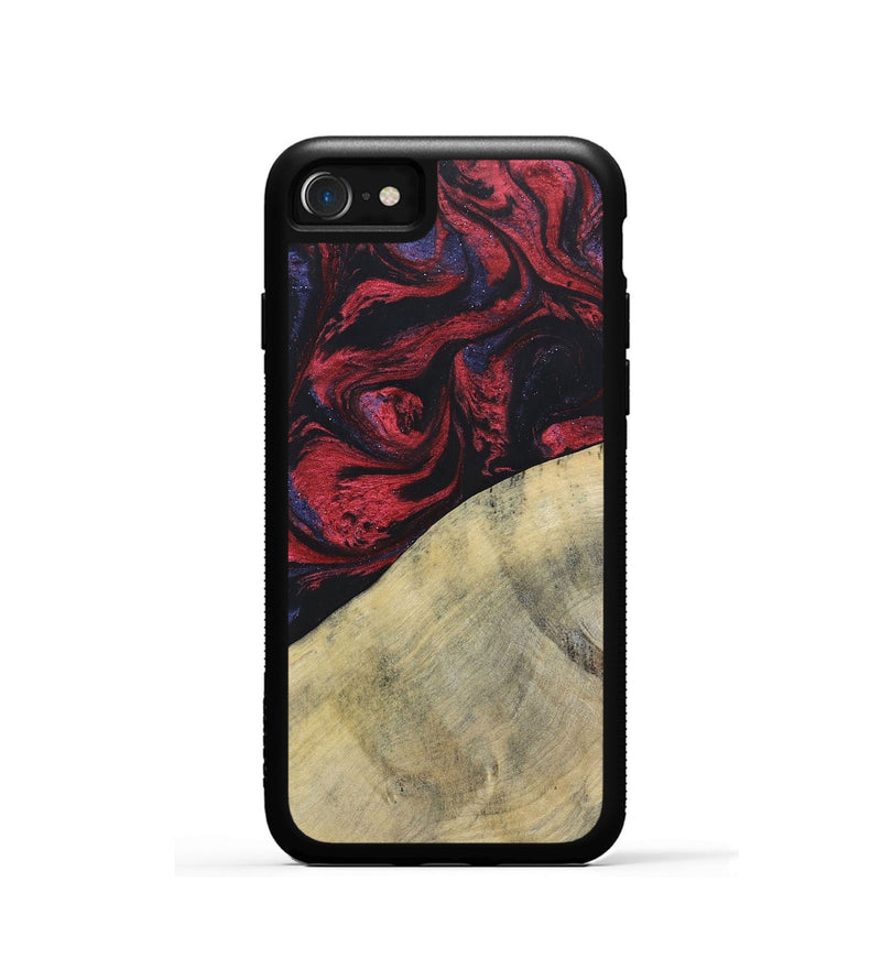 iPhone SE Wood+Resin Phone Case - Delaney (Red, 697548)