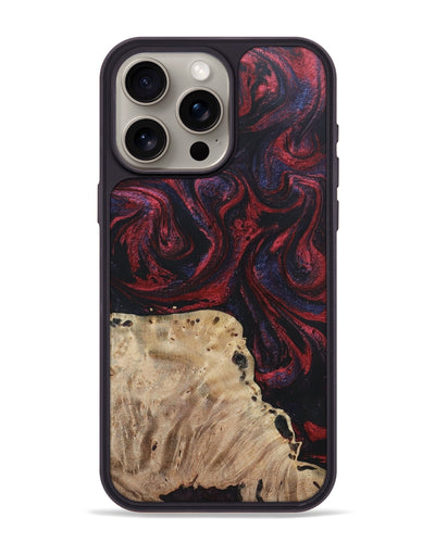 iPhone 15 Pro Max Wood+Resin Phone Case - Reid (Red, 697550)