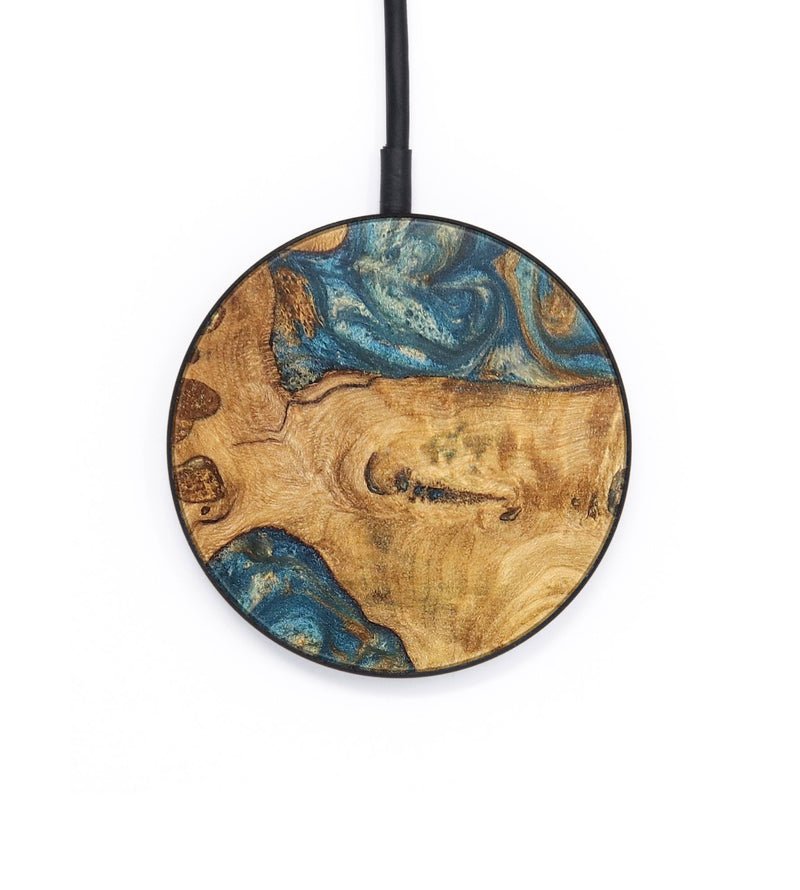 Circle Wood+Resin Wireless Charger - Dennis (Teal & Gold, 697885)