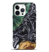 iPhone 15 Pro Max Wood+Resin Live Edge Phone Case - Vivian (Black & White, 697935)
