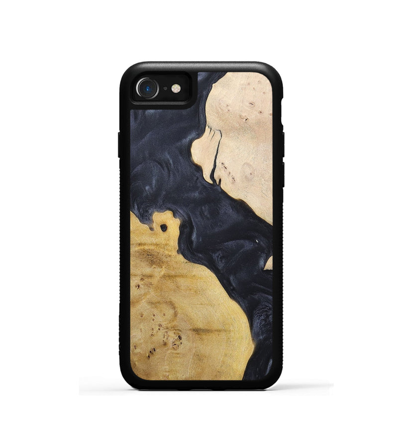 iPhone SE Wood+Resin Phone Case - Becky (Pure Black, 698441)