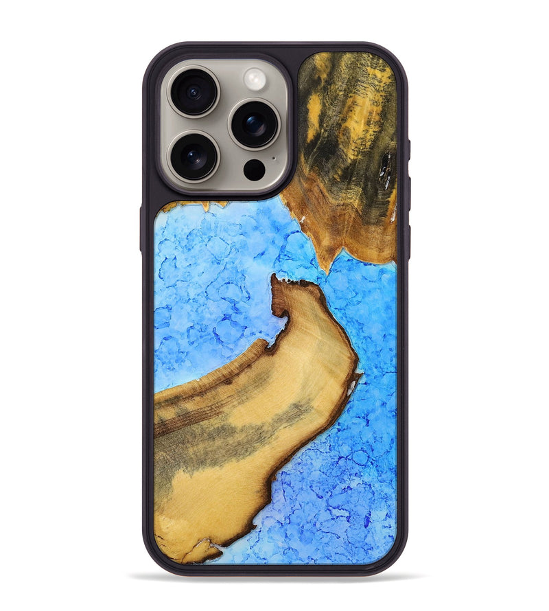 iPhone 15 Pro Max Wood+Resin Phone Case - Shelley (Watercolor, 698665)