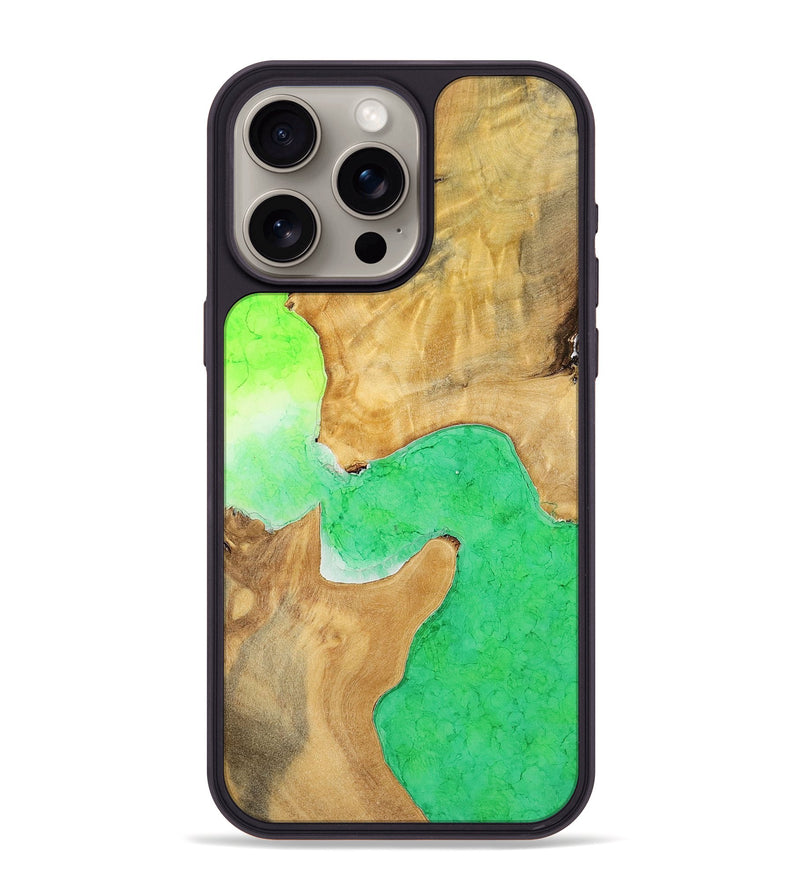 iPhone 15 Pro Max Wood+Resin Phone Case - Helen (Watercolor, 698667)