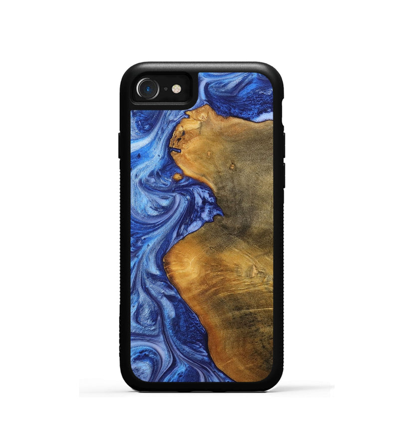 iPhone SE Wood+Resin Phone Case - Lottie (Blue, 698726)