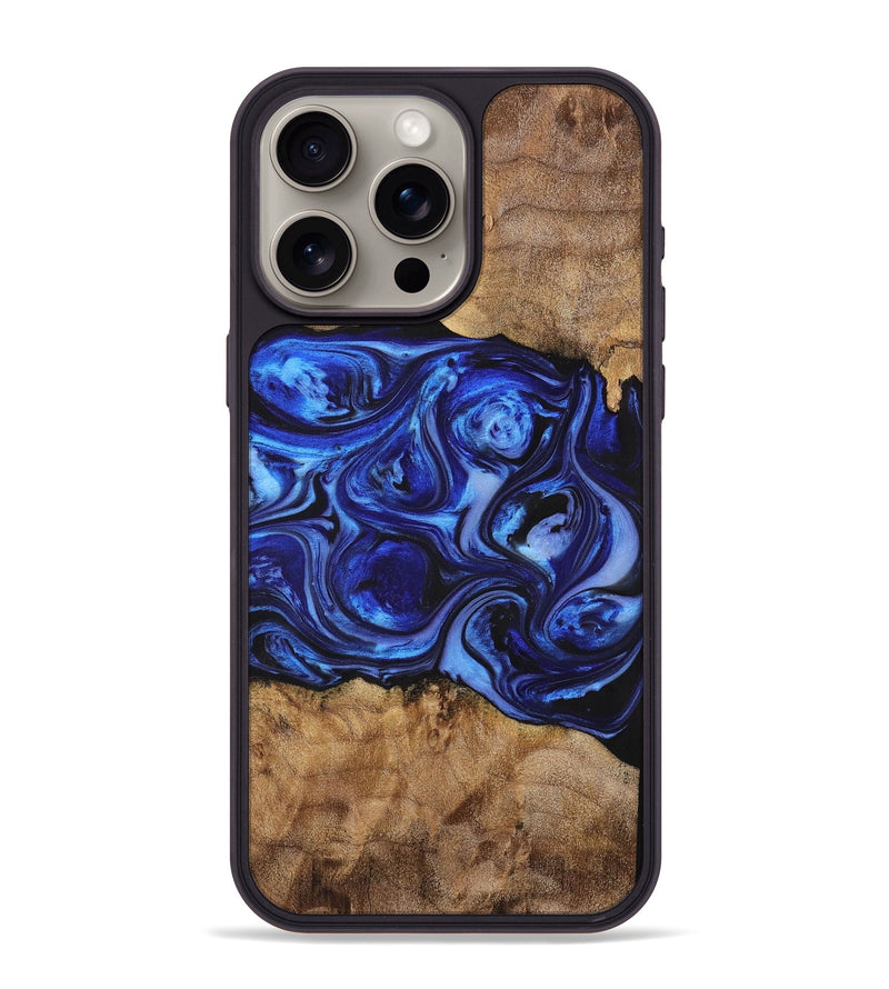 iPhone 15 Pro Max Wood+Resin Phone Case - Sheila (Blue, 698729)