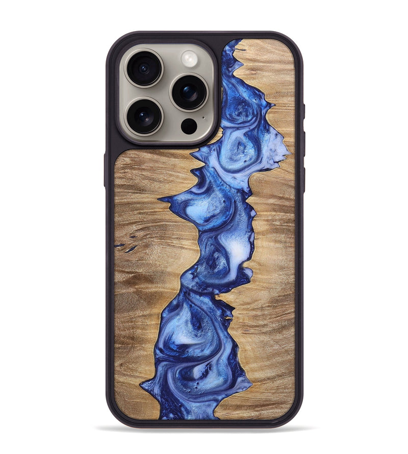 iPhone 15 Pro Max Wood+Resin Phone Case - Farrah (Blue, 698732)