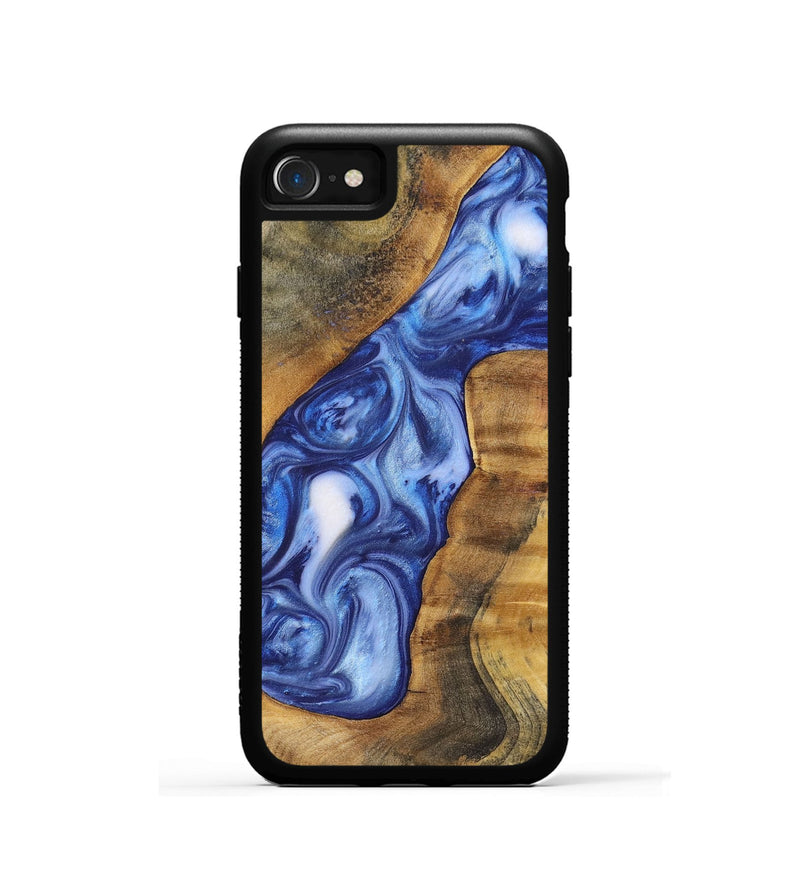 iPhone SE Wood+Resin Phone Case - Ron (Blue, 698734)