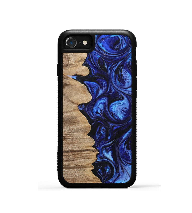 iPhone SE Wood+Resin Phone Case - Juanita (Blue, 698737)