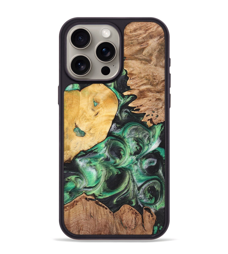 iPhone 15 Pro Max Wood+Resin Phone Case - Tabatha (Mosaic, 698895)
