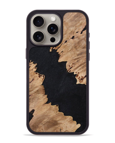 iPhone 15 Pro Max Wood+Resin Phone Case - Candy (Pure Black, 698919)