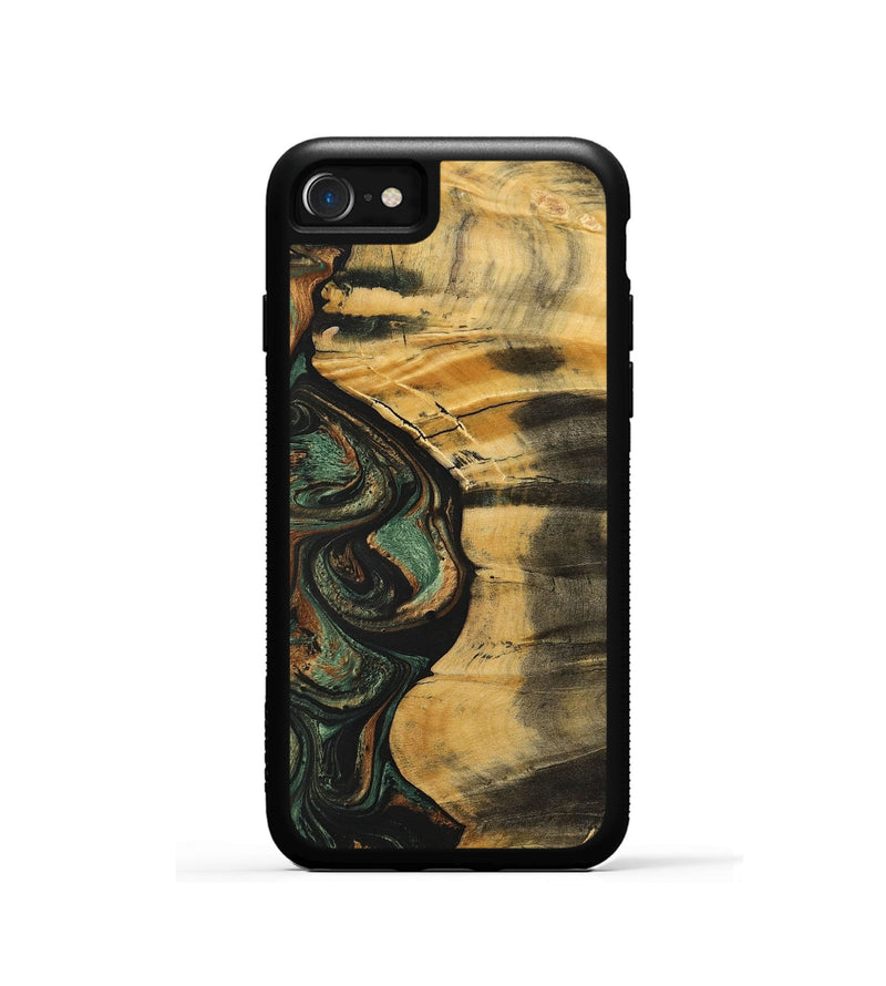 iPhone SE Wood+Resin Phone Case - Sandra (Green, 699124)
