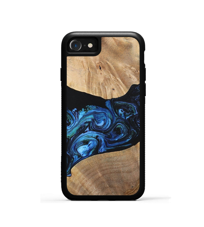iPhone SE Wood+Resin Phone Case - Geoffrey (Blue, 699129)