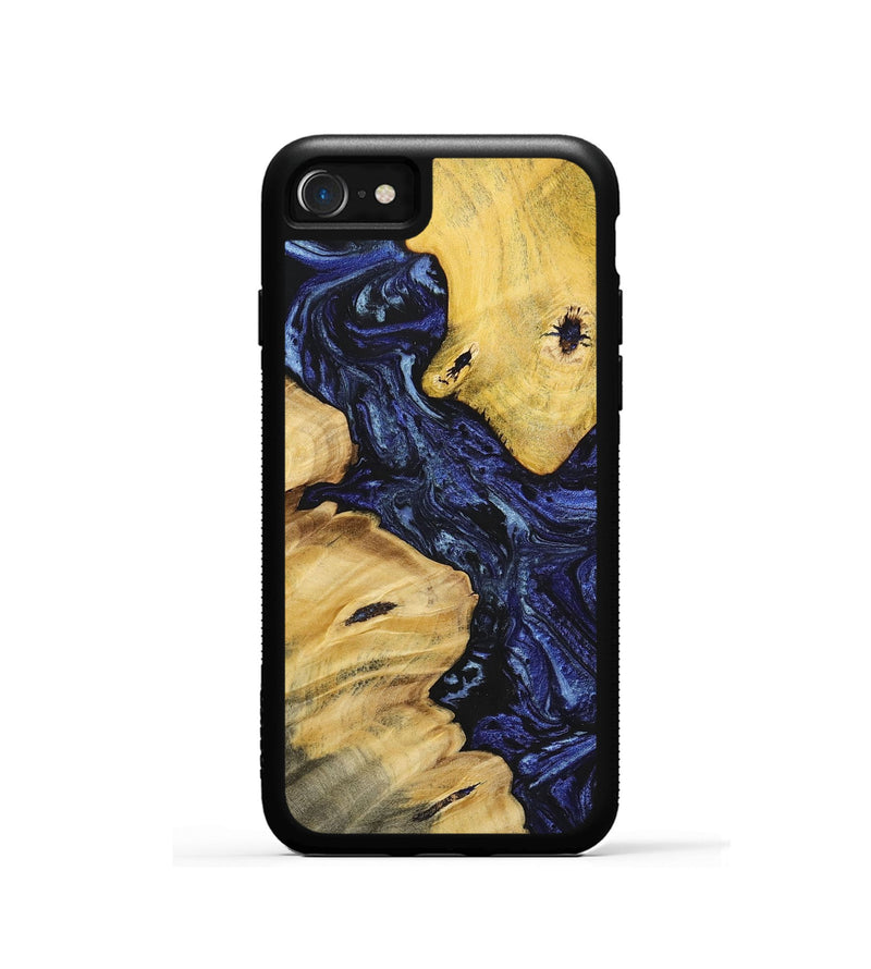 iPhone SE Wood+Resin Phone Case - Yvette (Blue, 699132)