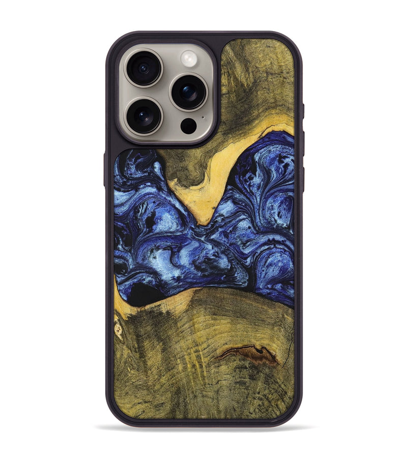 iPhone 15 Pro Max Wood+Resin Phone Case - Josue (Blue, 699140)