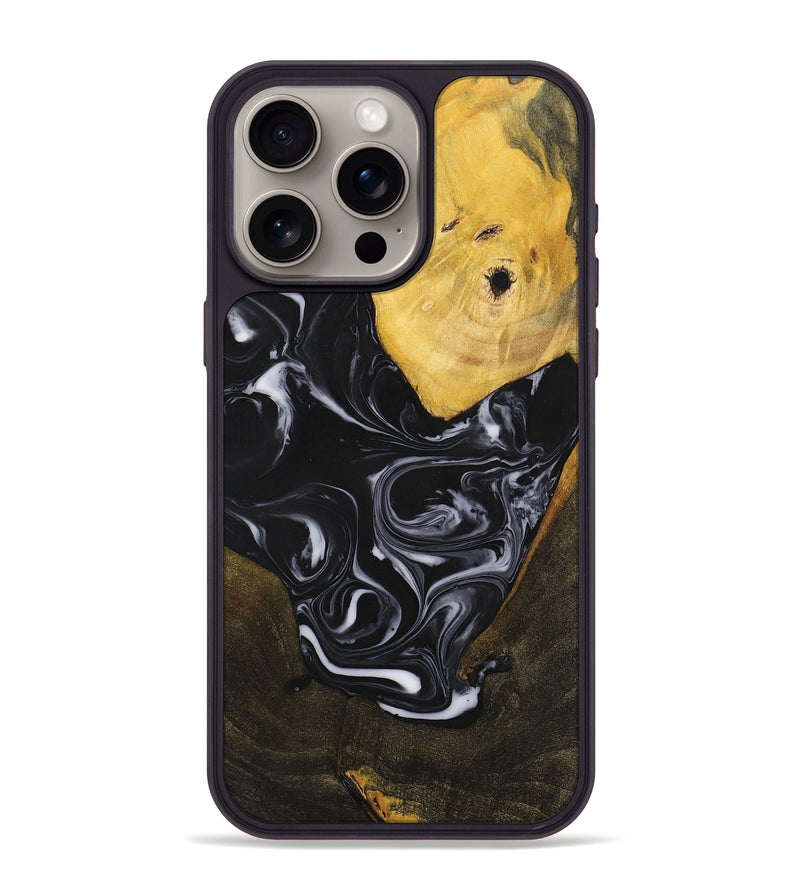 iPhone 15 Pro Max Wood+Resin Phone Case - William (Black & White, 699551)