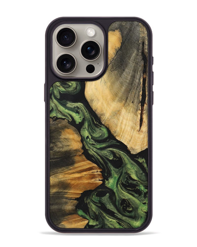 iPhone 15 Pro Max Wood+Resin Phone Case - Malaysia (Green, 699568)