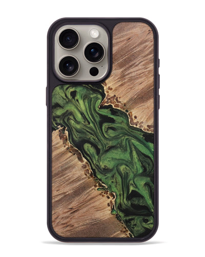 iPhone 15 Pro Max Wood+Resin Phone Case - Sullivan (Green, 699576)