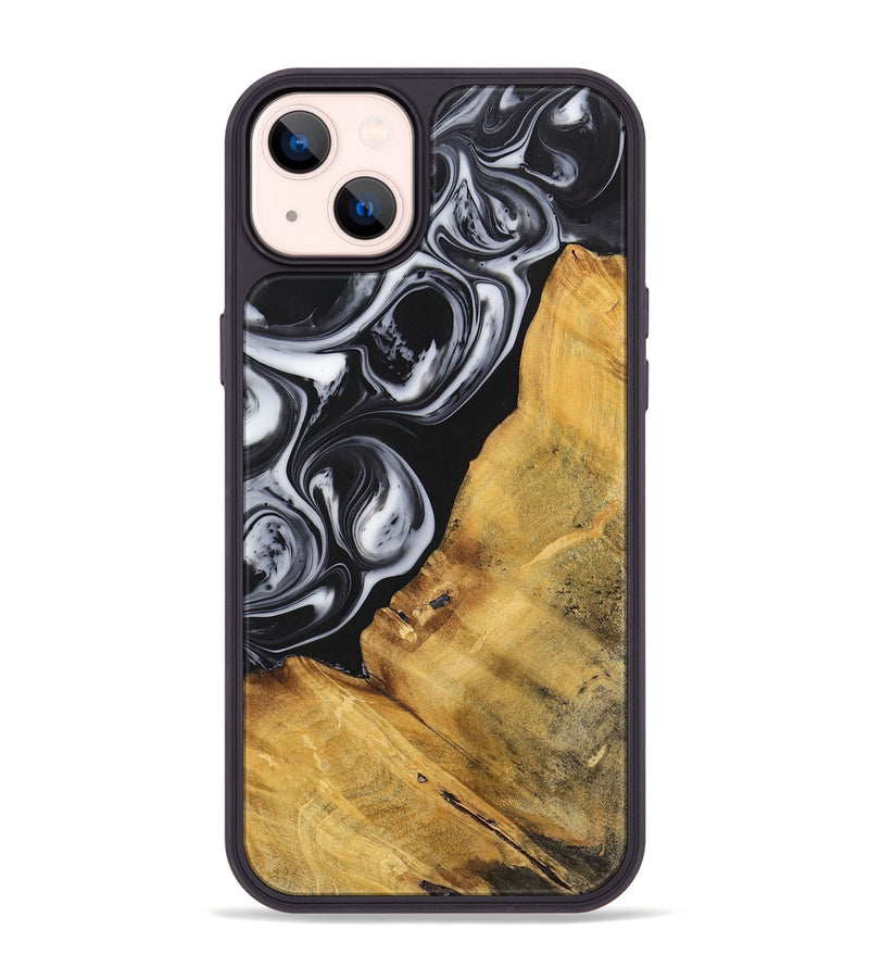 iPhone 14 Plus Wood+Resin Phone Case - Sierra (Black & White, 699582)
